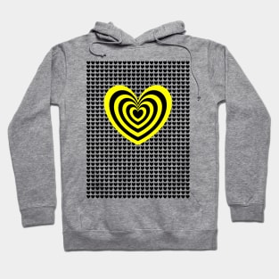 Golden / Yellow and Black Love Hearts Hoodie